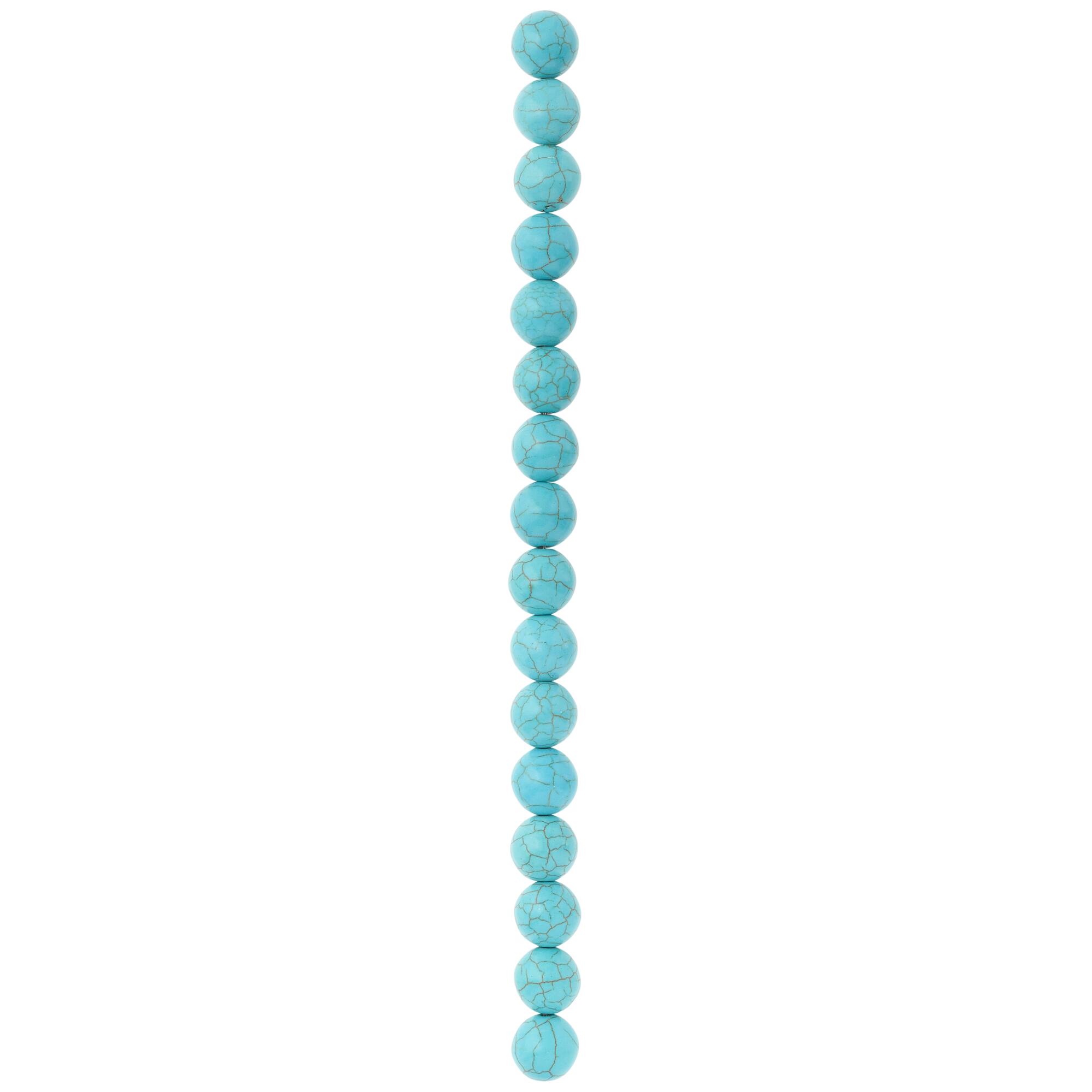 Turquoise Dyed Reconstituted Howlite Round Beads, 12mm by Bead Landing™